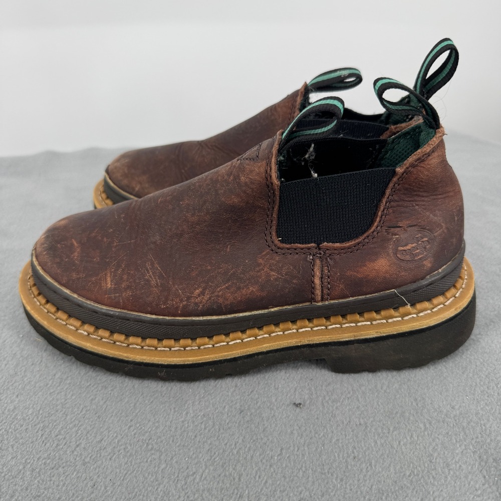 Georgia Boot Little Giant Romeo Kids Size 3 M Brown Leather Work Shoes GR74